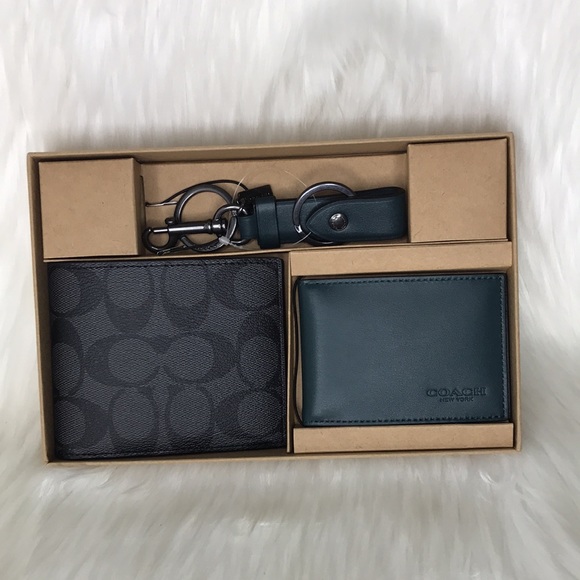 Boxed 3 In 1 Wallet Gift Set In Colorblock Signature Canvas - Picture 13 of 15